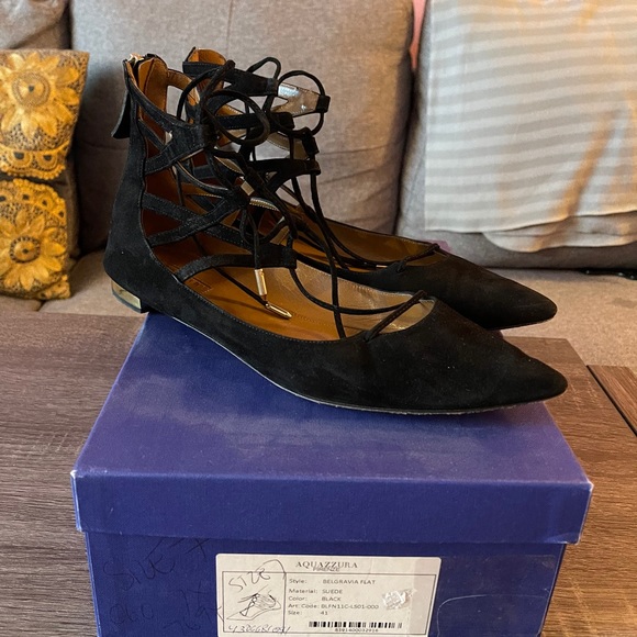 Aquazzura Black Suede Lace-up flats! OBO - Picture 3 of 3